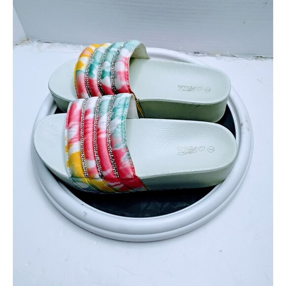 Womens Tie-Dye Rhinestone Slide Sandals Size 38 - Picture 3 of 6